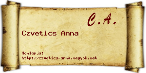 Czvetics Anna névjegykártya